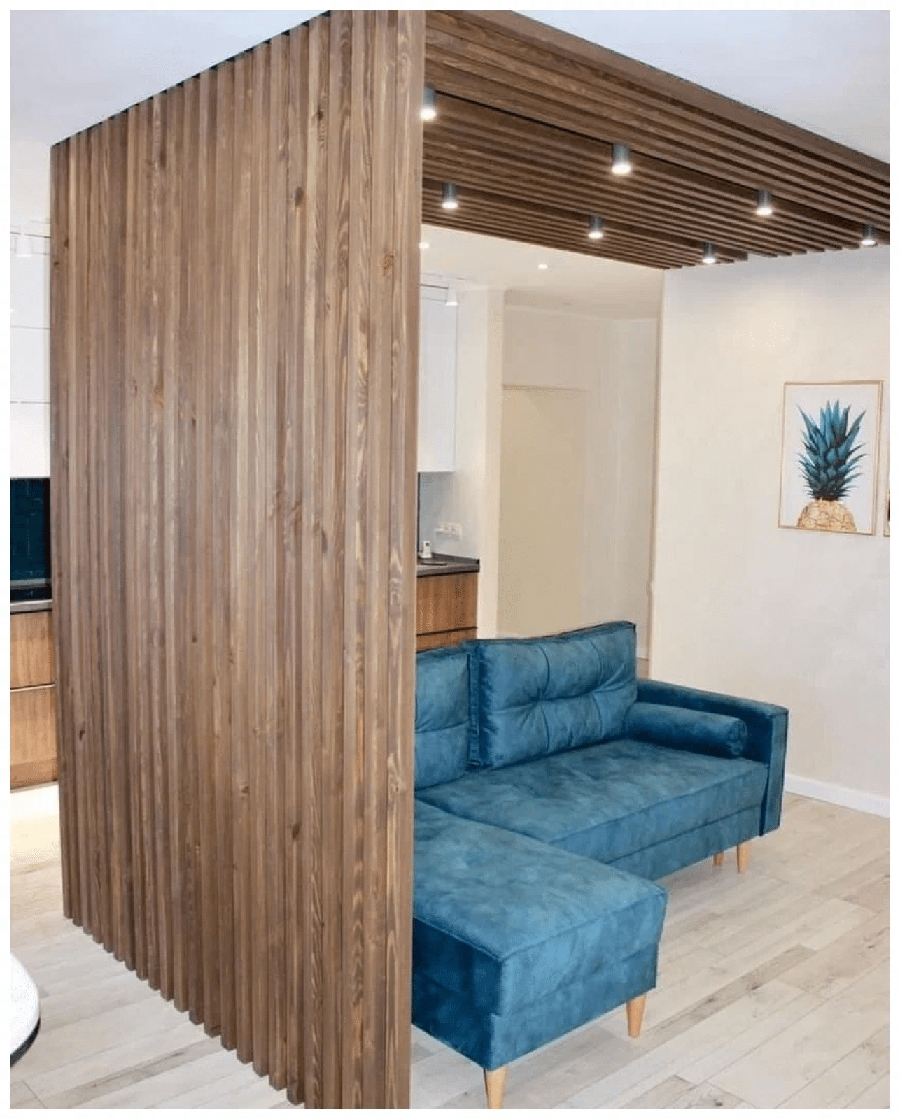 Г-образная перегородка для зонирования из Сосны 50х50мм