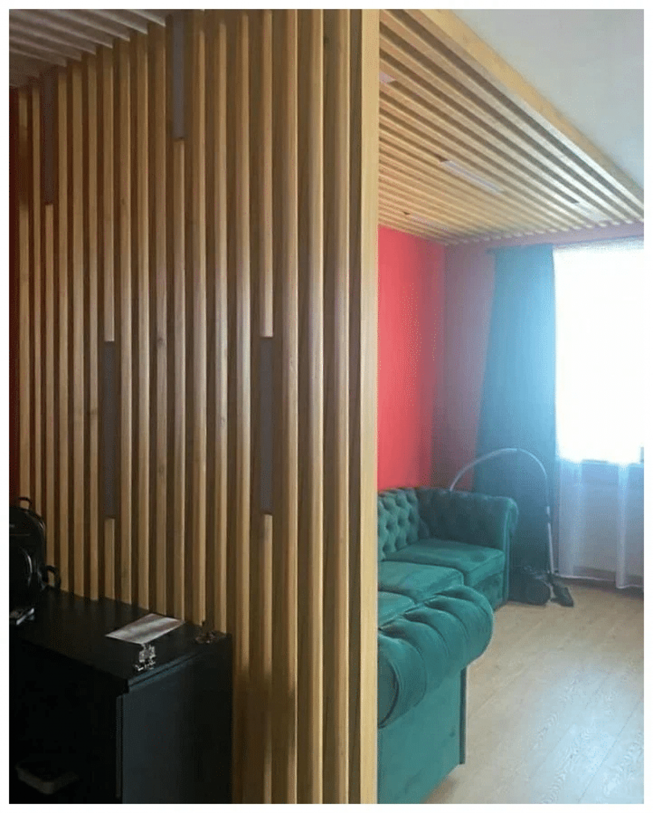 Г-образная перегородка для зонирования из Сосны 40х80мм