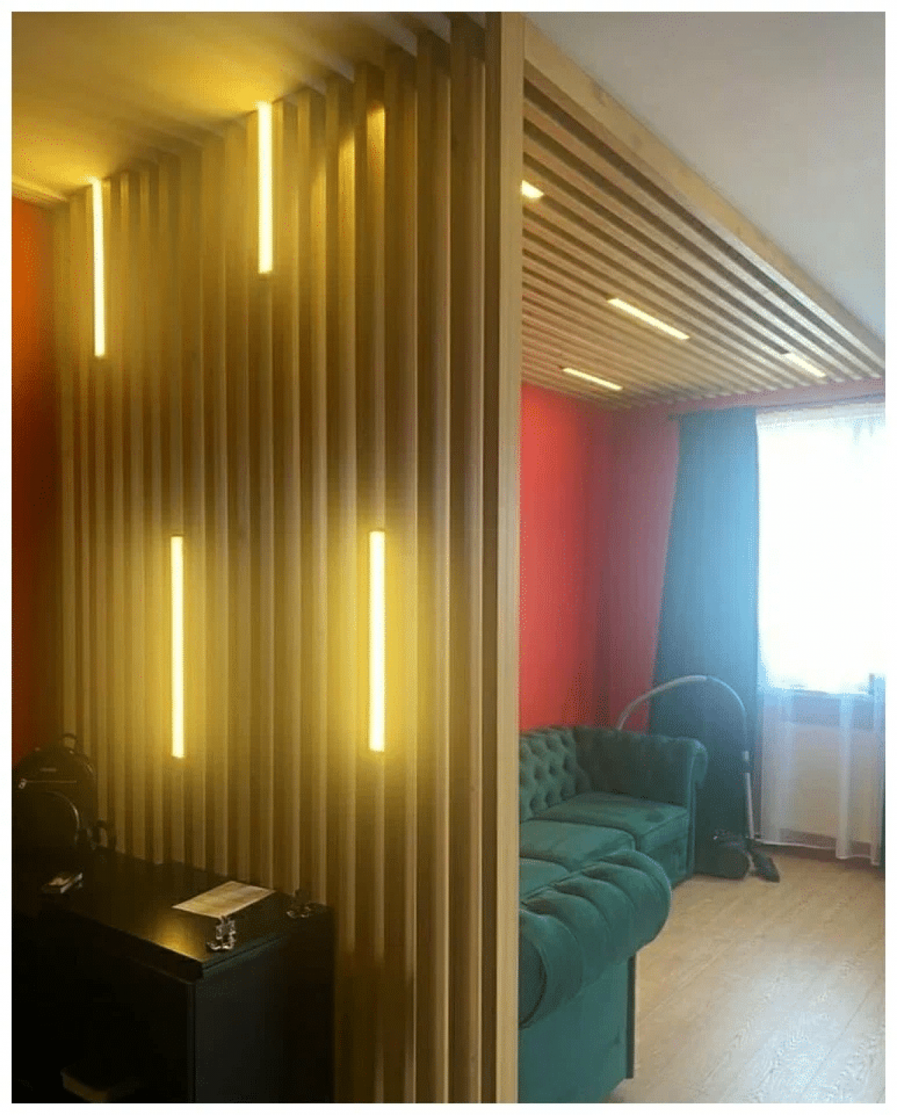 Г-образная перегородка для зонирования из Сосны 40х80мм