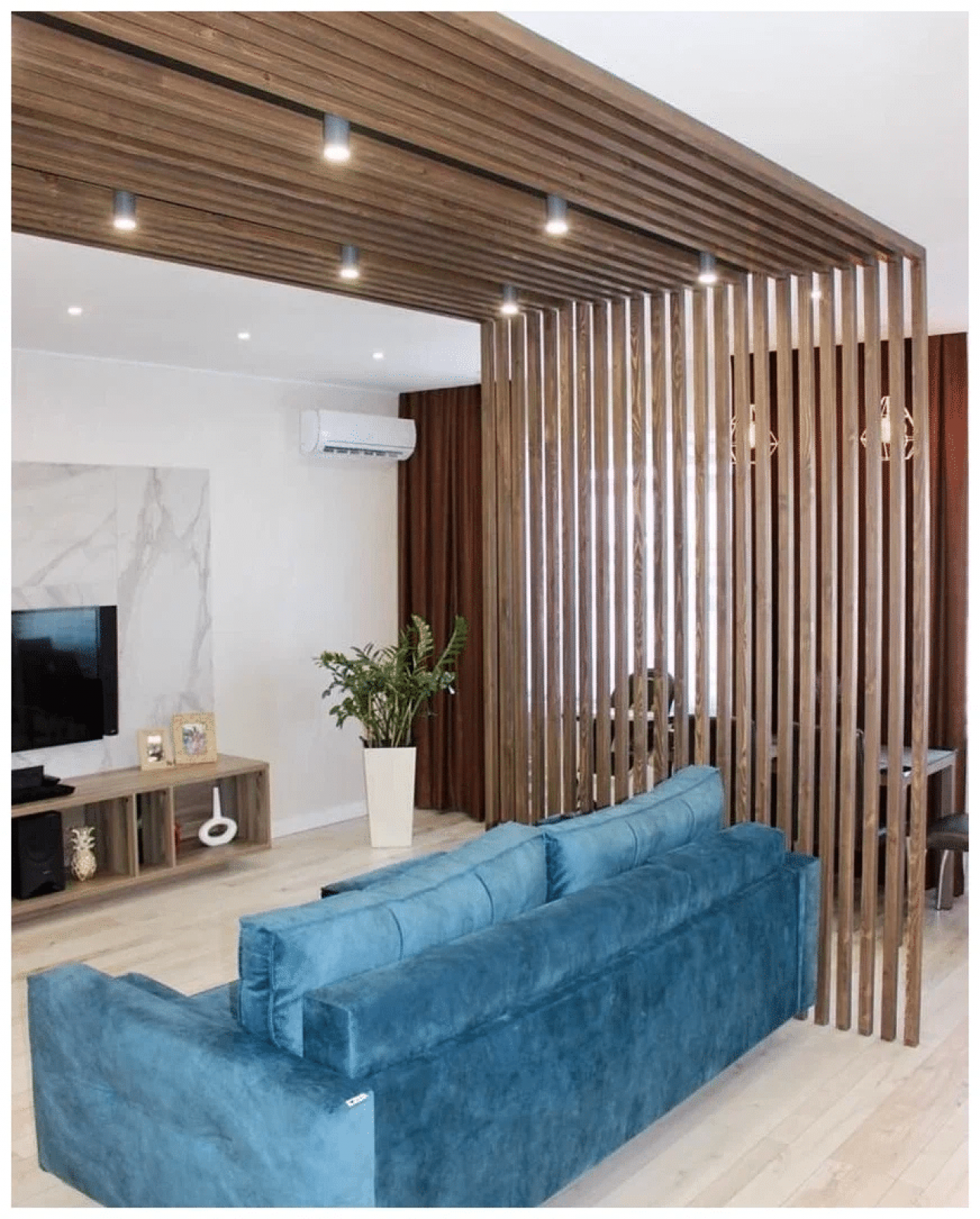 Г-образная перегородка для зонирования из Сосны 50х50мм