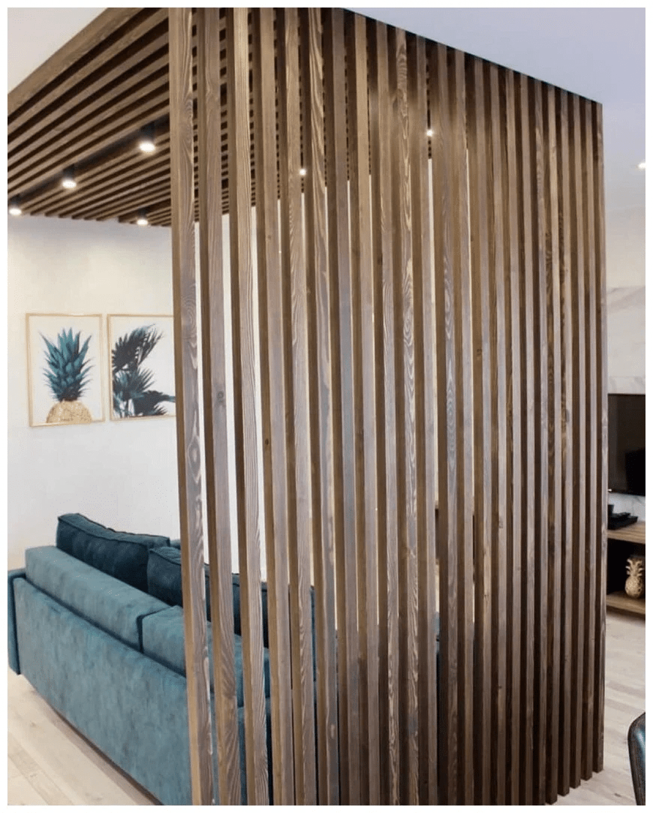 Г-образная перегородка для зонирования из Сосны 50х50мм