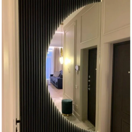 Рейка из массива Сосны 20х40х3000мм для декора стен, цвет черный укрывной, с механизмом скрытого ...