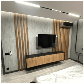 Рейка из массива Сосны 60х40х3000мм для декора стен и потолка, цвет 5077, с механизмом скрытого м...