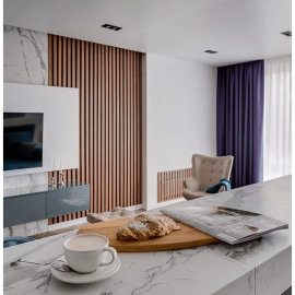 Рейка из массива Сосны 40х20х3000мм для декора стен, цвет 3442, с механизмом скрытого монтажа пол...