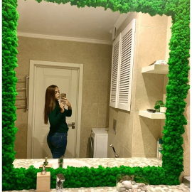 Декор зеркала мхом "Ягель". Цвет микс "натуральный + зелёное яблоко". Не треб...