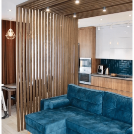 Рейка из массива Сосны 50х50х3000мм для реечной перегородки, цвет 3443, с механизмом скрытого мон...