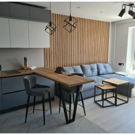 Рейка из массива Сосны 45х20х3000мм для декора стен, цвет 3442, с механизмом скрытого монтажа пол...