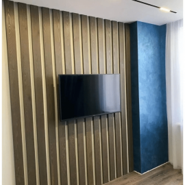 Рейка из массива Сосны 25х100х3000мм для декора стен и потолка, цвет 3465, с механизмом скрытого ...