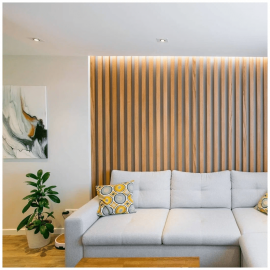 Рейка из массива Ясеня 50х50х3000мм для декора стен, цвет 3441, с механизмом скрытого монтажа пол...