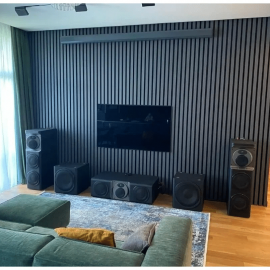 Рейка из массива Бука 45х45х3000мм для декора стен и потолка, цвет 7015, с механизмом скрытого мо...