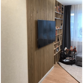 Рейка из массива Сосны 20х20х3000мм для декора стен и потолка, цвет 5126, с механизмом скрытого м...