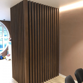 Рейка из массива Бука 50х100х3000мм для реечной перегородки, цвет 3442, с механизмом скрытого мон...