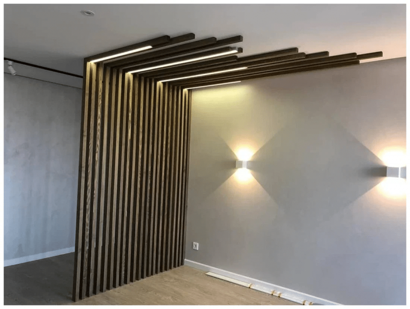 Г-образная перегородка для зонирования из Сосны 40х70мм