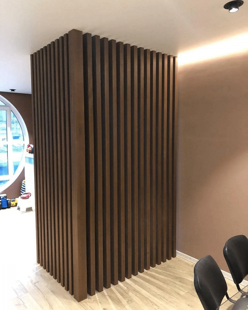 Г-образная перегородка для зонирования из Бука 50х100мм